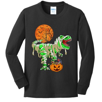 Halloween For Dinosaur T Rex Mummy Pumpkin Kids Long Sleeve Shirt