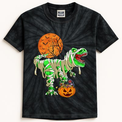 Halloween For Dinosaur T Rex Mummy Pumpkin Kids Tie-Dye T-Shirt