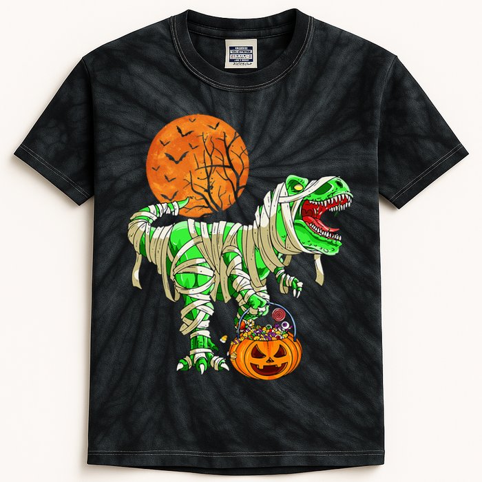 Halloween For Dinosaur T Rex Mummy Pumpkin Kids Tie-Dye T-Shirt