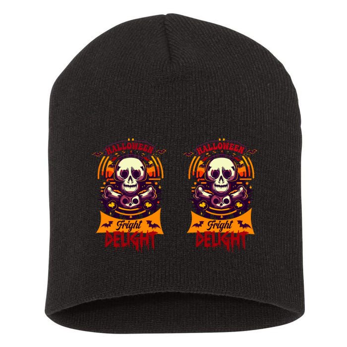 Halloween Fright Delight Graphic Short Acrylic Beanie