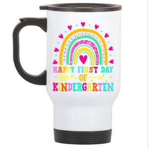 Happy First Day Kindergarten Rainbow Heart Teacher Students Gift Stainless Steel Travel Mug