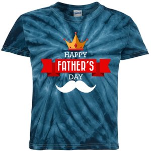 Happy Father's Day Crown Mustache Kids Tie-Dye T-Shirt