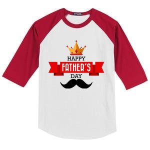 Happy Father's Day Crown Mustache Kids Colorblock Raglan Jersey