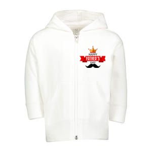 Happy Father's Day Crown Mustache Toddler Zip Fleece Hoodie