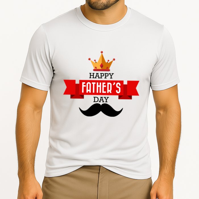 Happy Father's Day Crown Mustache Cooling Performance Crew T-Shirt