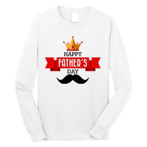 Happy Father's Day Crown Mustache Long Sleeve Shirt