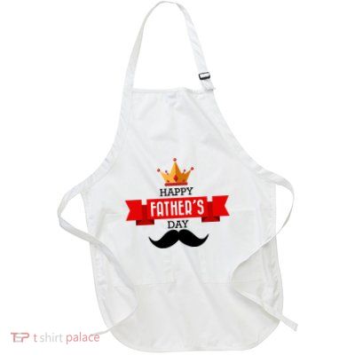 Happy Father's Day Crown Mustache Full-Length Apron With Pockets