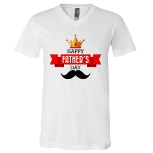 Happy Father's Day Crown Mustache V-Neck T-Shirt