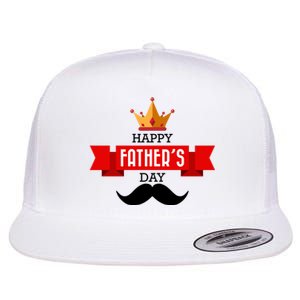 Happy Father's Day Crown Mustache Flat Bill Trucker Hat