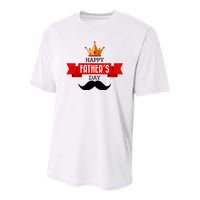 Happy Father's Day Crown Mustache Youth Performance Sprint T-Shirt