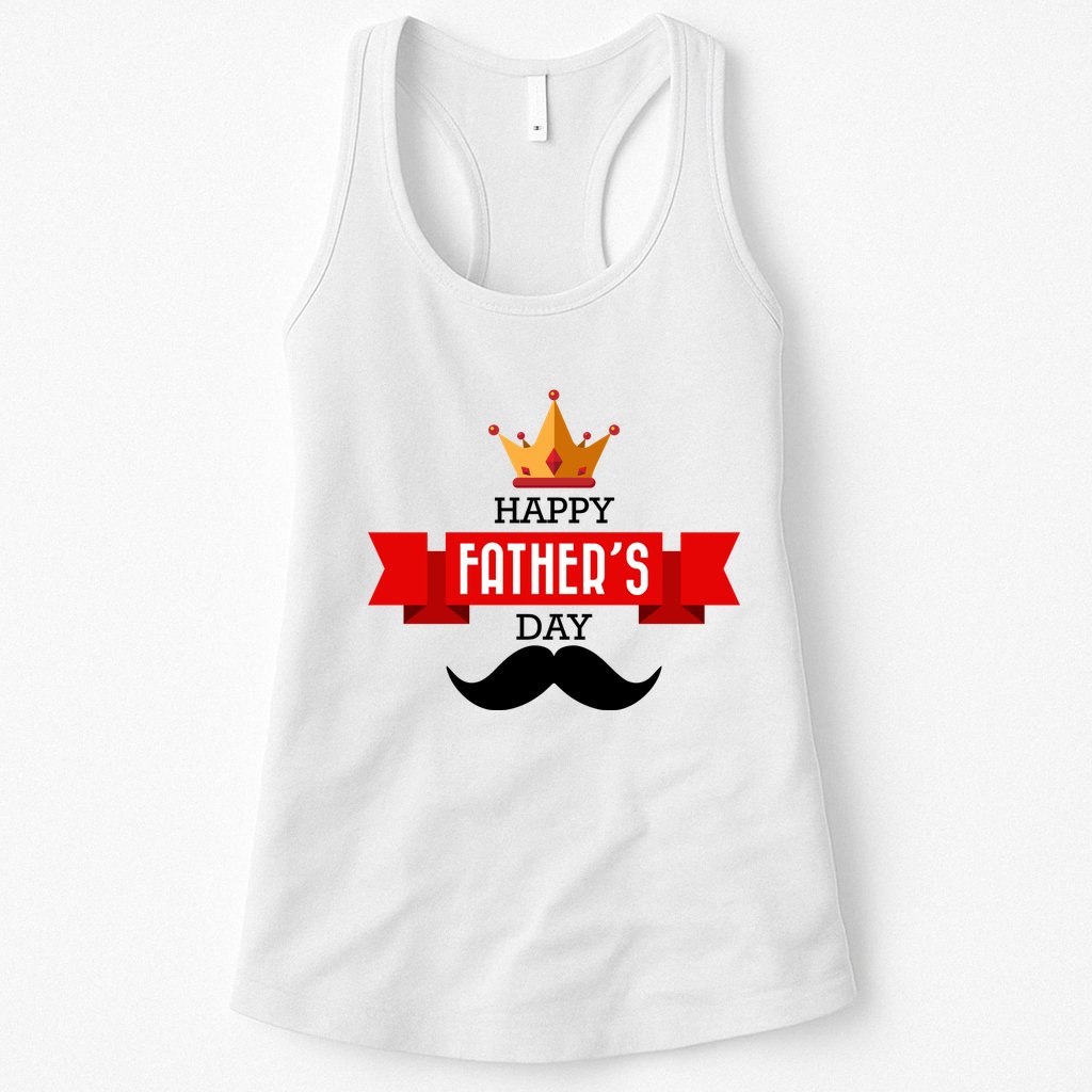 Happy Father's Day Crown Mustache Womens Tank Top
