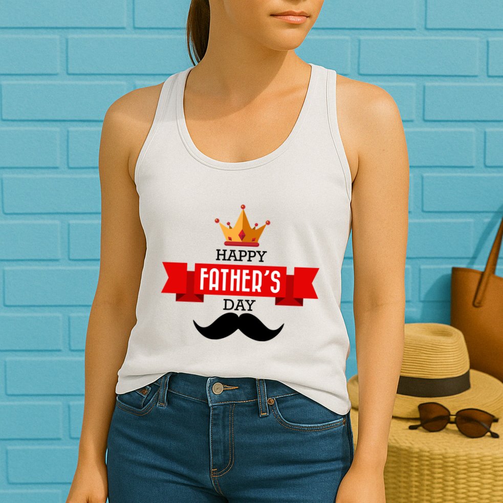 Happy Father's Day Crown Mustache Womens Tank Top