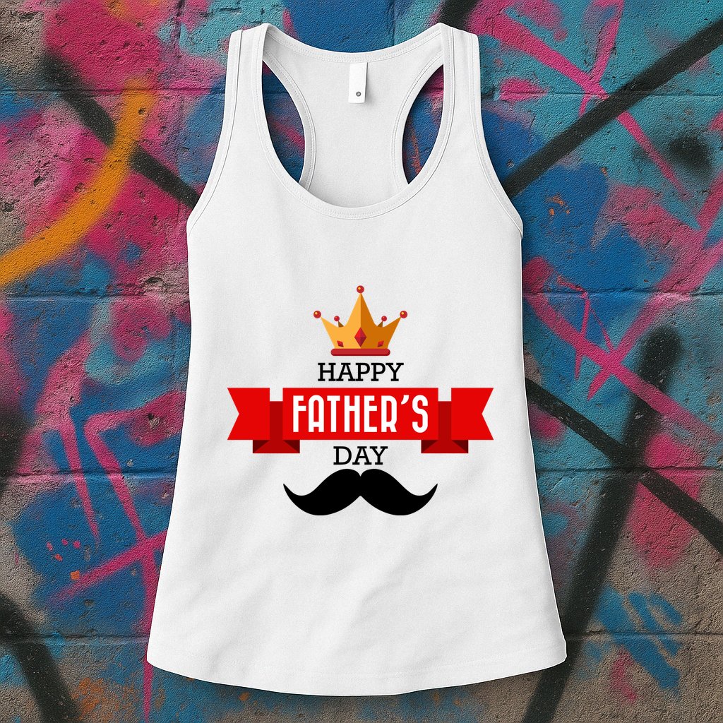 Happy Father's Day Crown Mustache Womens Tank Top