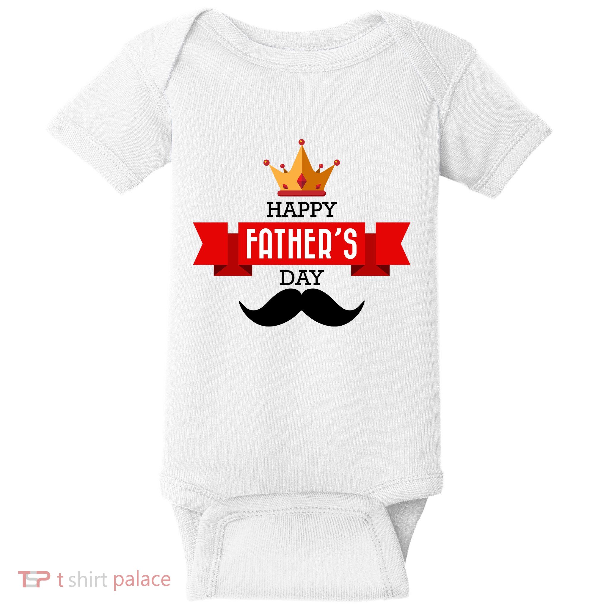 Happy Father's Day Crown Mustache Baby Bodysuit