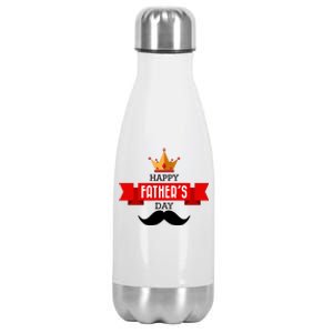 Happy Father's Day Crown Mustache Stainless Steel Insulated Water Bottle