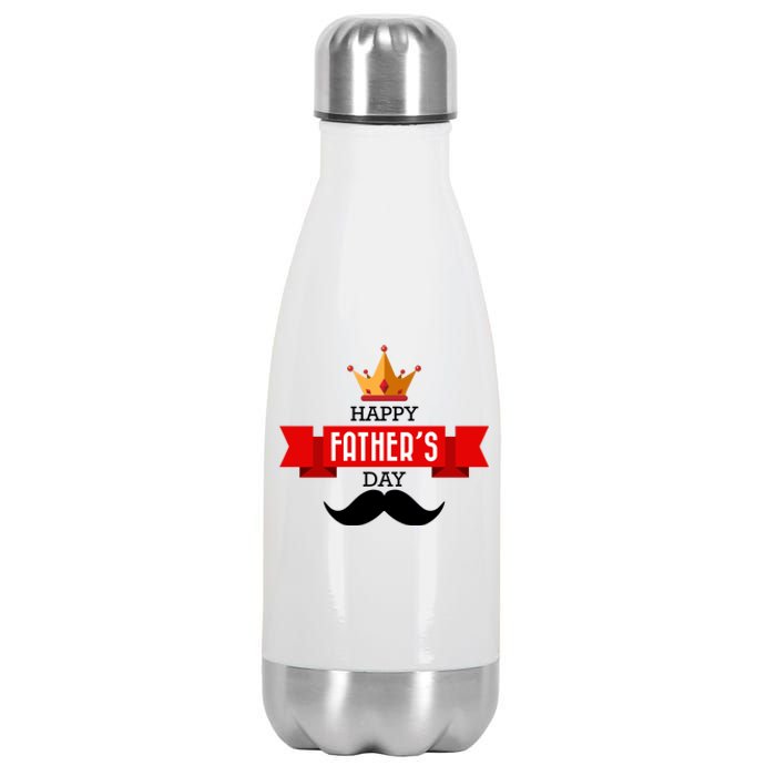 Happy Father's Day Crown Mustache Stainless Steel Insulated Water Bottle