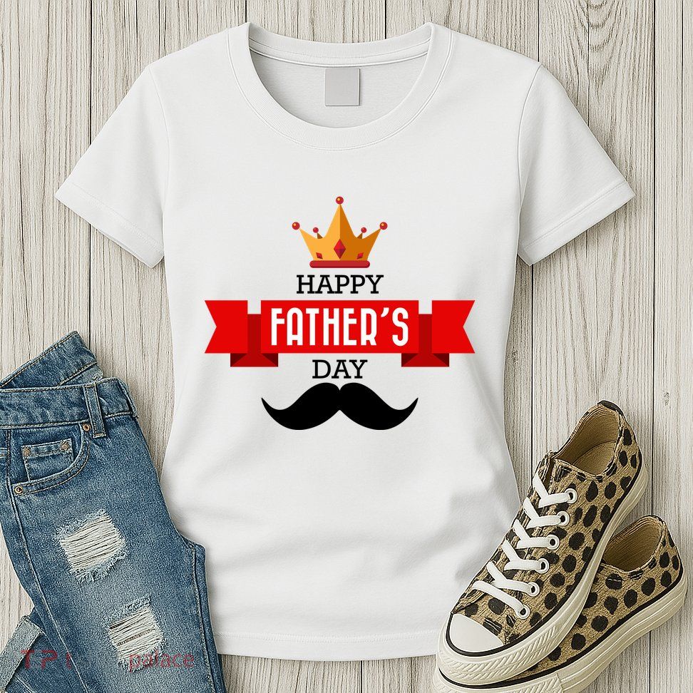 Happy Father's Day Crown Mustache Womens T-Shirt