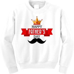 Happy Father's Day Crown Mustache Kids Sweatshirt