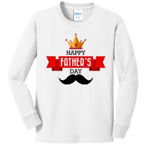 Happy Father's Day Crown Mustache Kids Long Sleeve Shirt