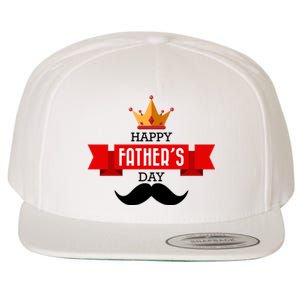 Happy Father's Day Crown Mustache Wool Snapback Cap