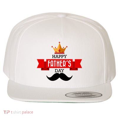 Happy Father's Day Crown Mustache Wool Snapback Cap