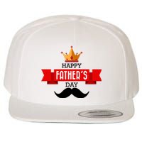 Happy Father's Day Crown Mustache Wool Snapback Cap