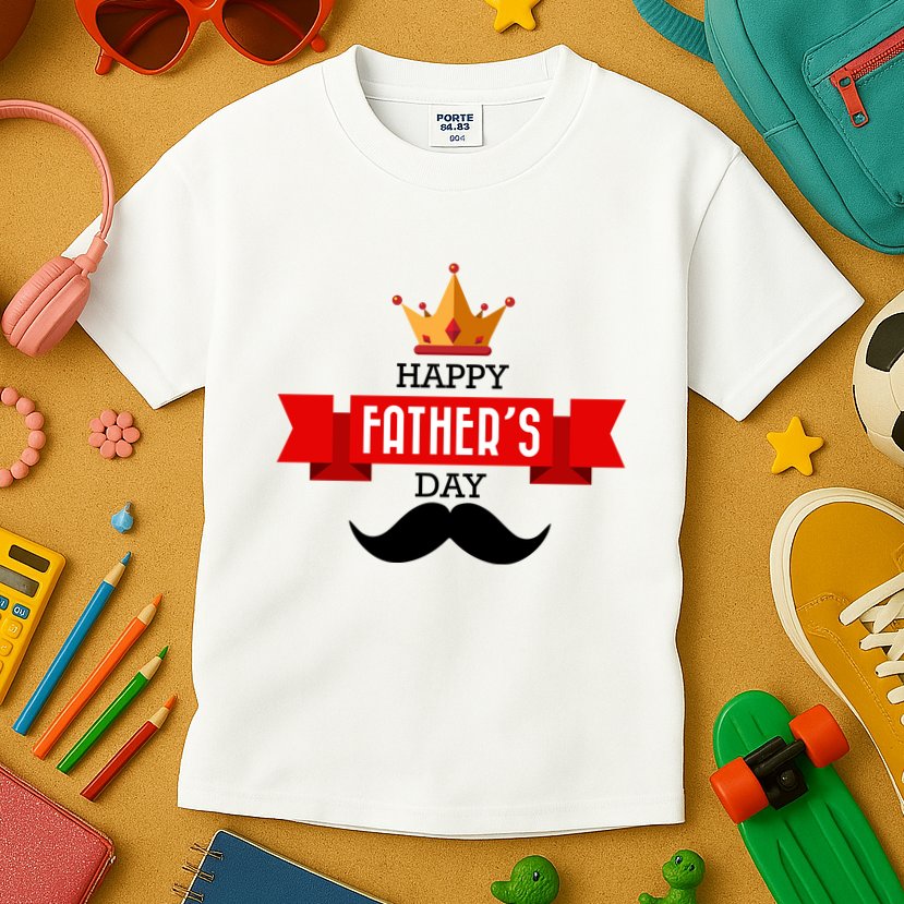 Happy Father's Day Crown Mustache Kids T-Shirt
