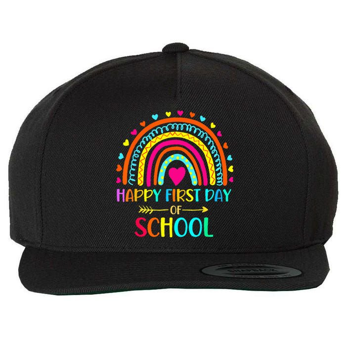 Happy First Day Of School Rainbow Back To School Teacher Wool Snapback Cap