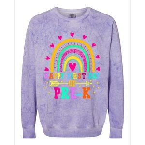 Happy First Day Of PreK Rainbow Heart Teacher Students Gift Colorblast Crewneck Sweatshirt