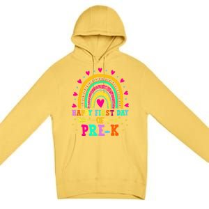 Happy First Day Of PreK Rainbow Heart Teacher Students Gift Premium Pullover Hoodie