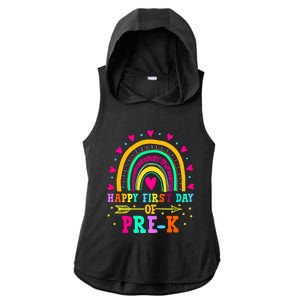 Happy First Day Of PreK Rainbow Heart Teacher Students Gift Ladies PosiCharge Tri-Blend Wicking Draft Hoodie Tank