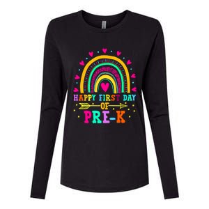 Happy First Day Of PreK Rainbow Heart Teacher Students Gift Womens Cotton Relaxed Long Sleeve T-Shirt