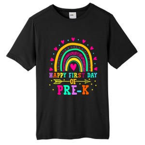 Happy First Day Of PreK Rainbow Heart Teacher Students Gift Tall Fusion ChromaSoft Performance T-Shirt