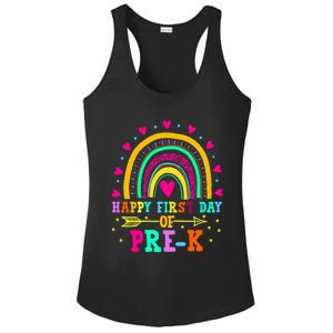 Happy First Day Of PreK Rainbow Heart Teacher Students Gift Ladies PosiCharge Competitor Racerback Tank