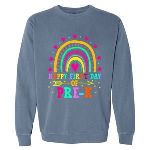 Happy First Day Of PreK Rainbow Heart Teacher Students Gift Garment-Dyed Sweatshirt