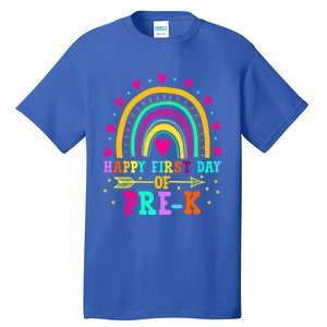 Happy First Day Of PreK Rainbow Heart Teacher Students Gift Tall T-Shirt