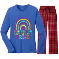 Happy First Day Of PreK Rainbow Heart Teacher Students Gift Women's Long Sleeve Flannel Pajama Set 