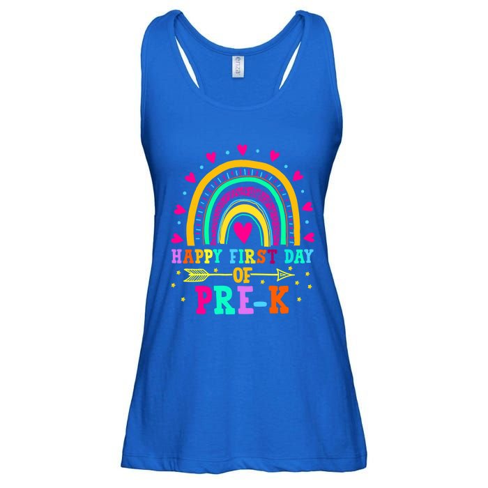 Happy First Day Of PreK Rainbow Heart Teacher Students Gift Ladies Essential Flowy Tank