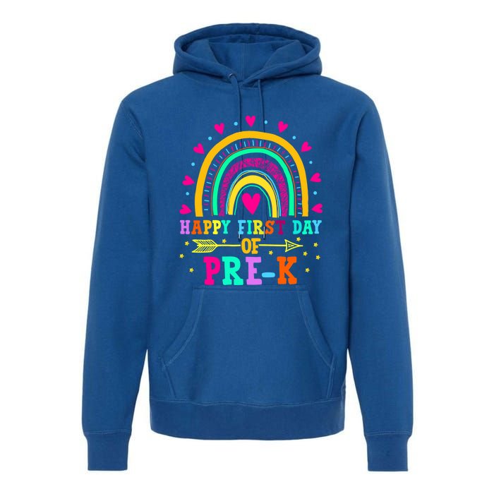 Happy First Day Of PreK Rainbow Heart Teacher Students Gift Premium Hoodie