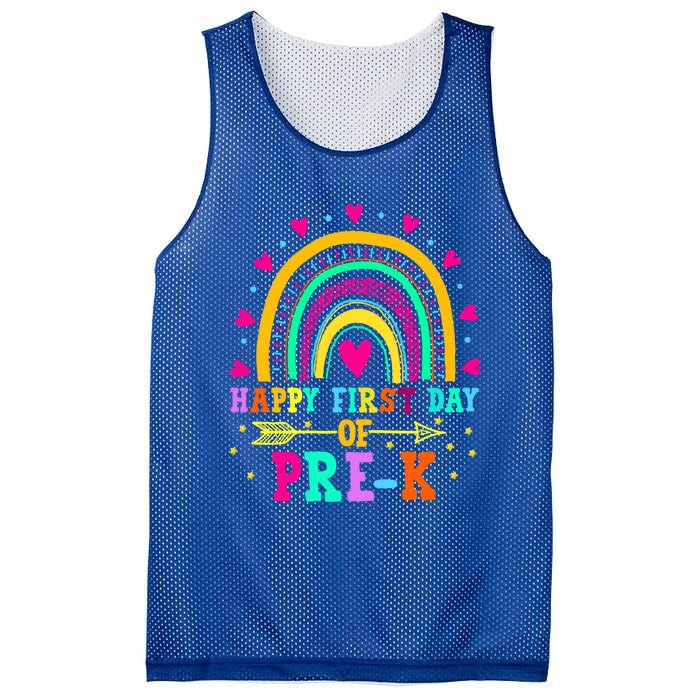 Happy First Day Of PreK Rainbow Heart Teacher Students Gift Mesh Reversible Basketball Jersey Tank