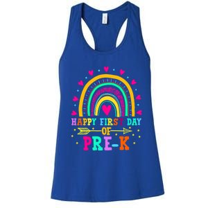 Happy First Day Of PreK Rainbow Heart Teacher Students Gift Women's Racerback Tank