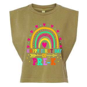 Happy First Day Of PreK Rainbow Heart Teacher Students Gift Garment-Dyed Women's Muscle Tee