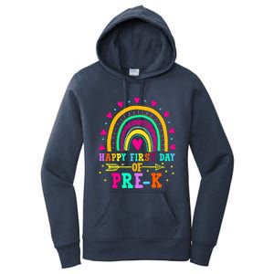 Happy First Day Of PreK Rainbow Heart Teacher Students Gift Women's Pullover Hoodie