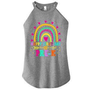 Happy First Day Of PreK Rainbow Heart Teacher Students Gift Women's Perfect Tri Rocker Tank