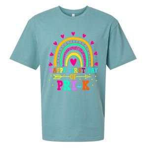 Happy First Day Of PreK Rainbow Heart Teacher Students Gift Sueded Cloud Jersey T-Shirt