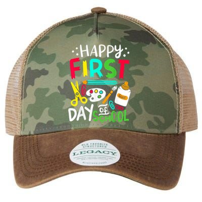 Happy First Day Of School Teacher Back To School Student Legacy Tie Dye Trucker Hat