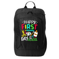Happy First Day Of School Teacher Back To School Student City Backpack