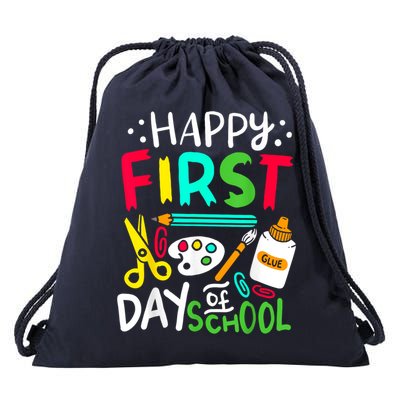 Happy First Day Of School Teacher Back To School Student Drawstring Bag