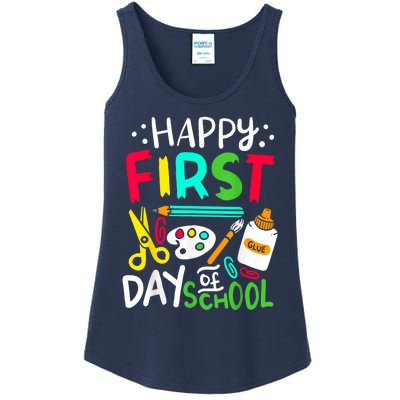 Happy First Day Of School Teacher Back To School Student Ladies Essential Tank