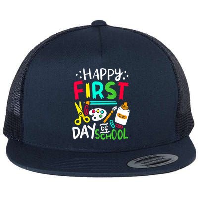 Happy First Day Of School Teacher Back To School Student Flatbill Hat